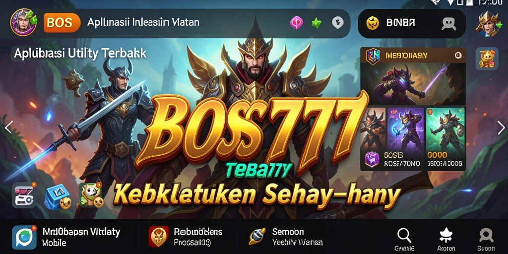 Tampilan utama aplikasi BOS777 yang menampilkan fitur-fitur Utility.