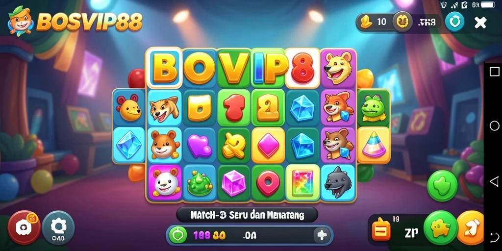 Tampilan gameplay seru BOSVIP88 dengan kombinasi warna yang menarik.
