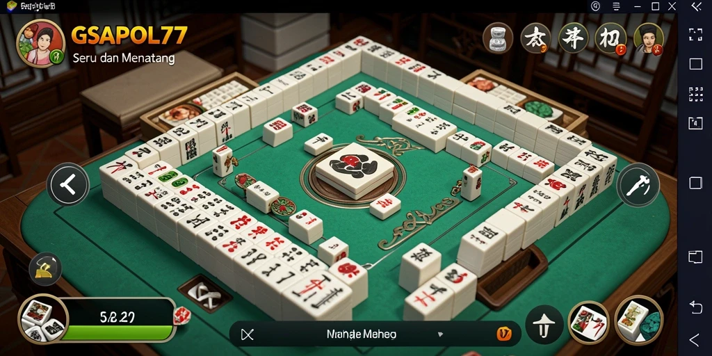 Screenshot gameplay GSAPOL77 dengan tampilan Mahjong yang menawan.