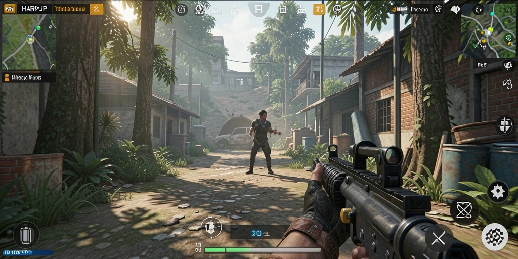 Tampilan gameplay seru di <strong>HARAPJP</strong> dengan aksi tembak-menembak intens.