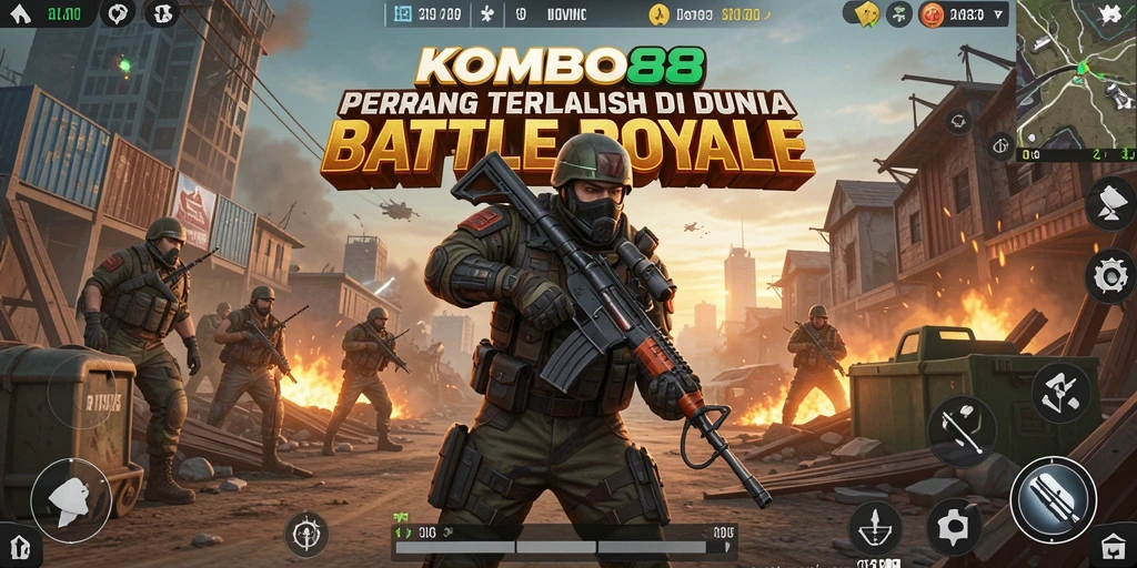 Gameplay seru dan intens di KOMBO88 Battle Royale.