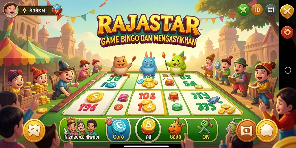 Gameplay menarik dari RAJASTAR dengan fitur Bingo seru.